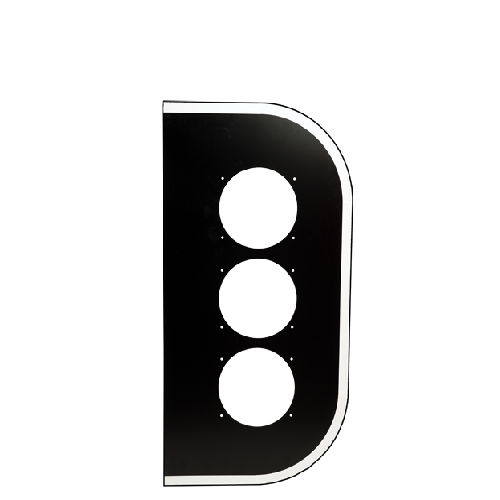 Achtergrondschild 1-zijdig
Type schild: HALF RECHTS
Lens diameter: 300mm
Type verkeerslantaarn: Alustar
Kleur achterzijde: Grijs (RAL7032)
Achtergrondschild: Retroreflecterend