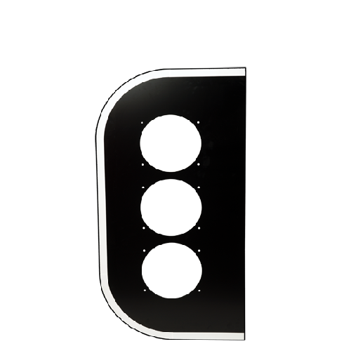 Achtergrondschild 1-zijdig
Type schild: HALF LINKS
Lens diameter: 210mm
Type verkeerslantaarn: Futurit ST
Kleur achterzijde: Grijs (RAL7032)
Achtergrondschild: Retroreflecterend