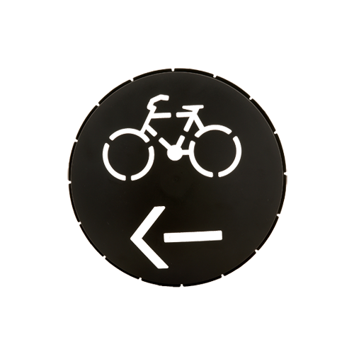Sjabloon Fietser Pijl LINKS t.b.v. LED module 90mm