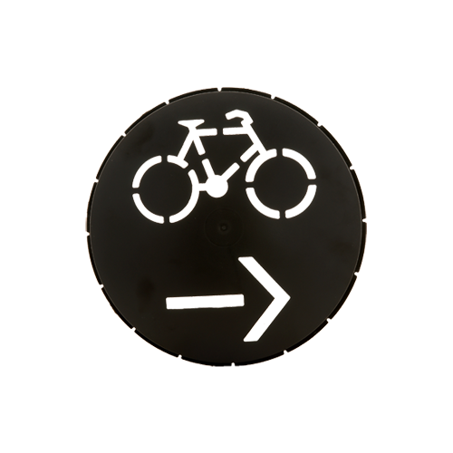 Sjabloon Fietser Pijl RECHTS t.b.v. LED module 90mm